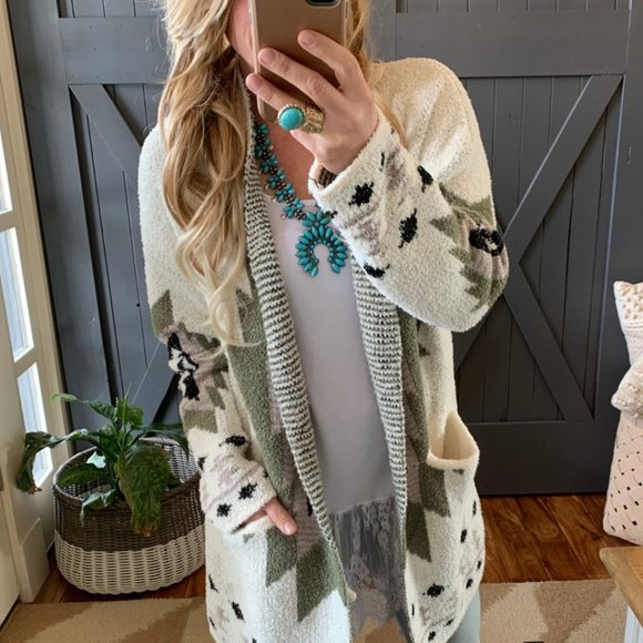 New Aztec Oversized Cardigan Sweater Coat - Picture 10 of 15